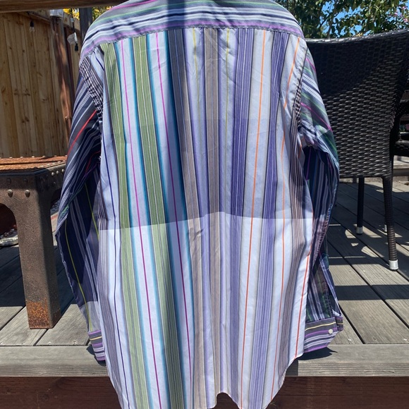 Etro Purple Striped Long Sleeve Dress Shirt XL - Picture 2 of 7